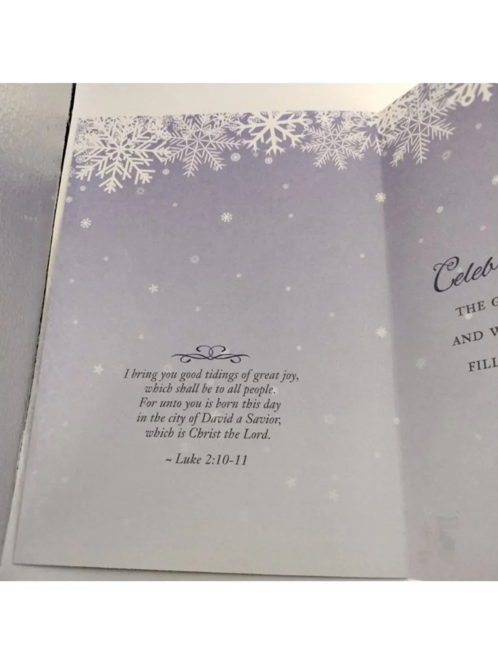 Religious Christmas Card Envelope Light Of The World Snowflake Scripture Luke 10